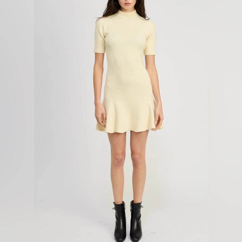 En Saison Women's Sanam Mock-Neck Mini Sweater Dress Large $106